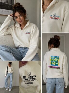NFL Super Bowl LIX San Francisco Bay Area Quarter Zip Pullover Sweatshirt Medium